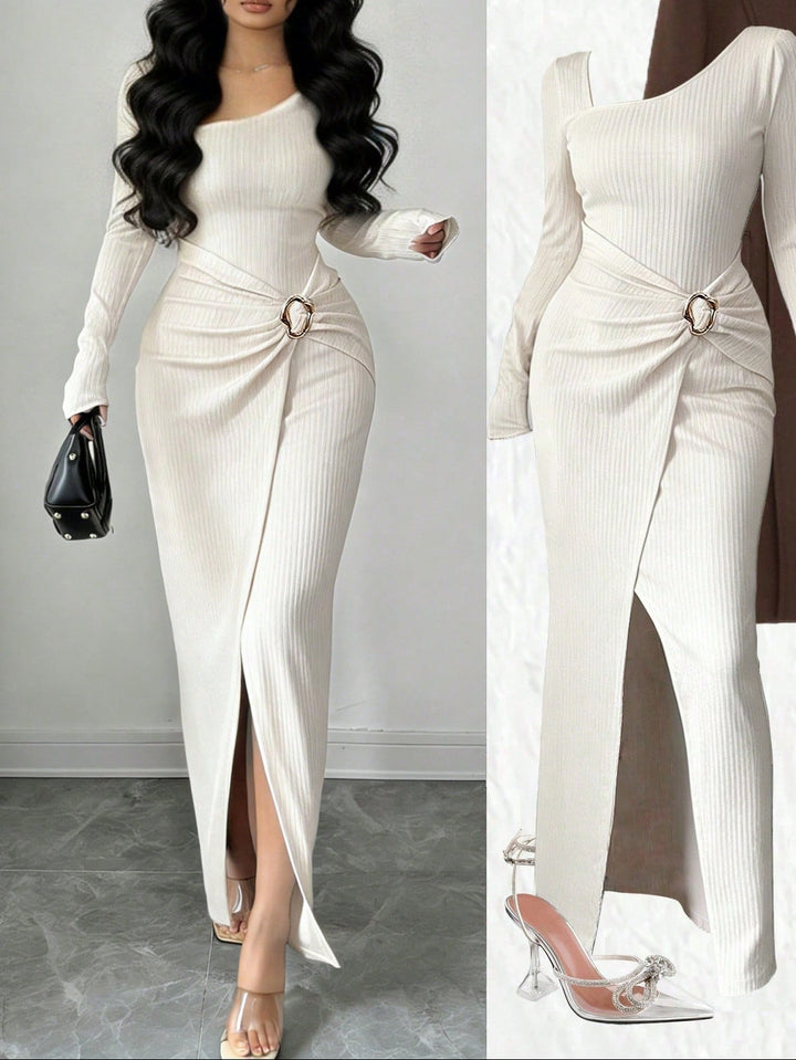 SHEIN maxi ruha, krémszínű
