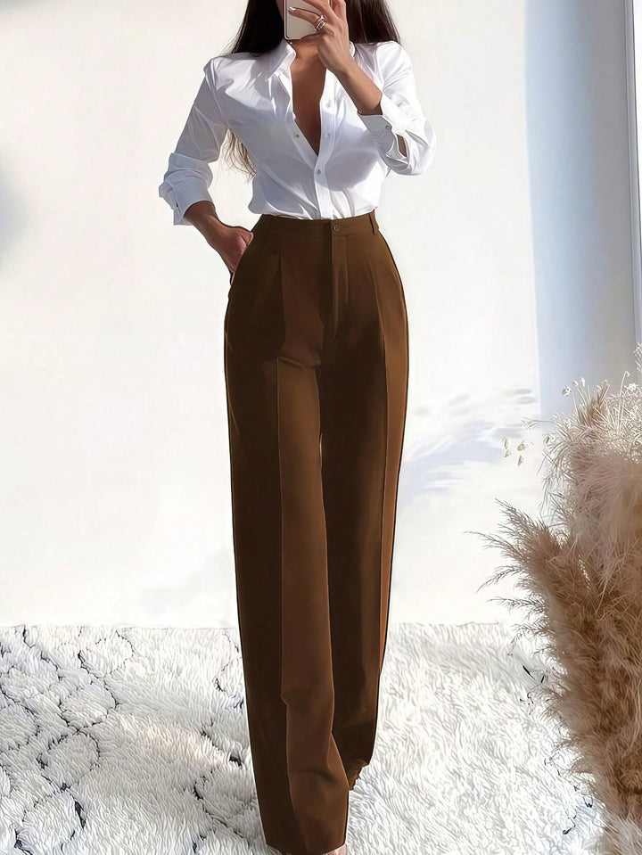 Pantaloni SHEIN, maro