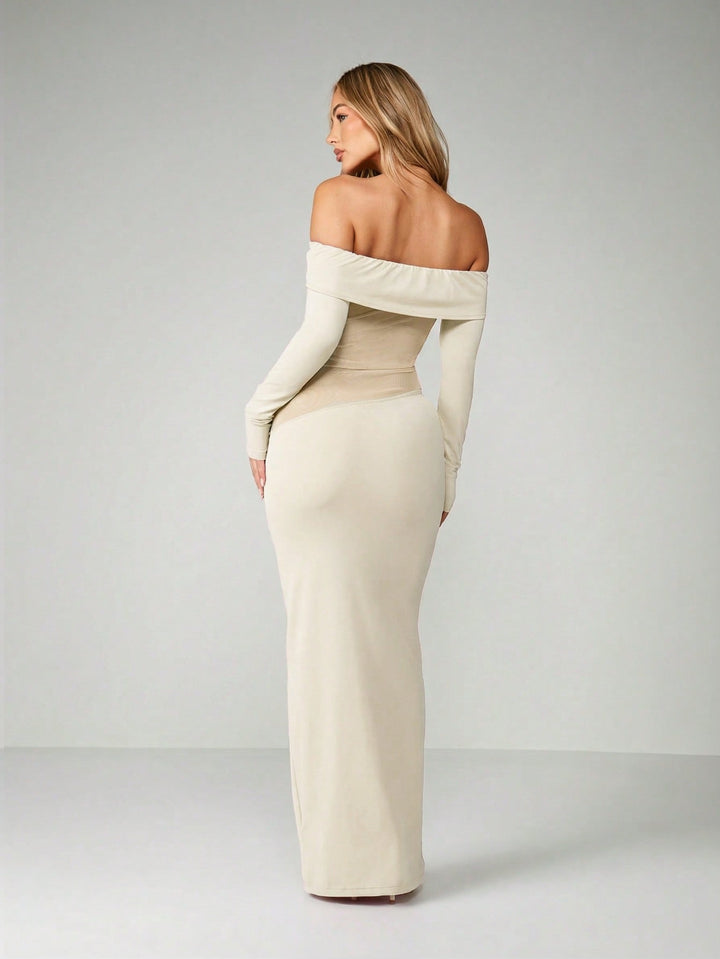 Rochie maxi SHEIN, crem