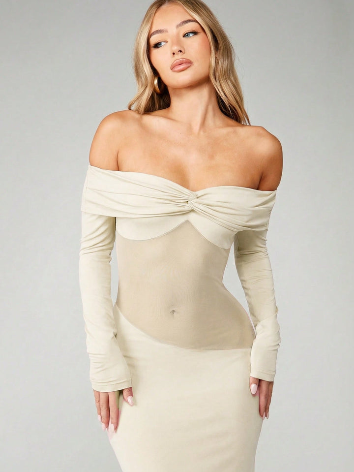 Rochie maxi SHEIN, crem