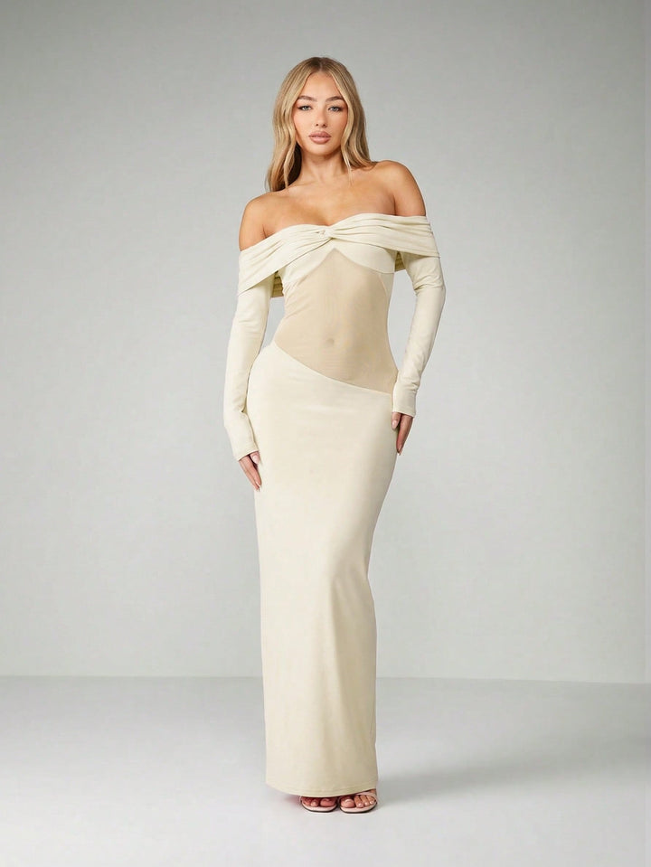 Rochie maxi SHEIN, crem