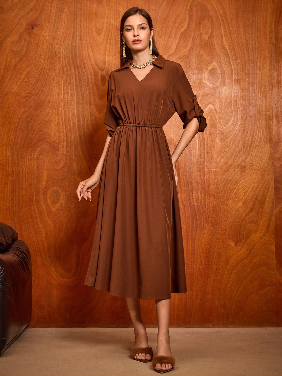 Rochie maxi SHEIN, maro
