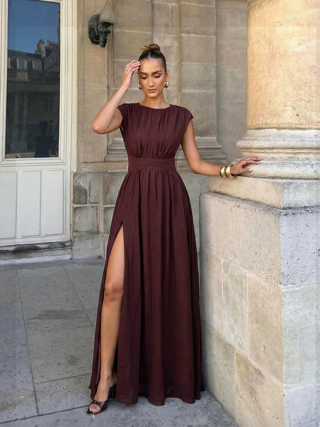 Rochie maxi SHEIN, maro