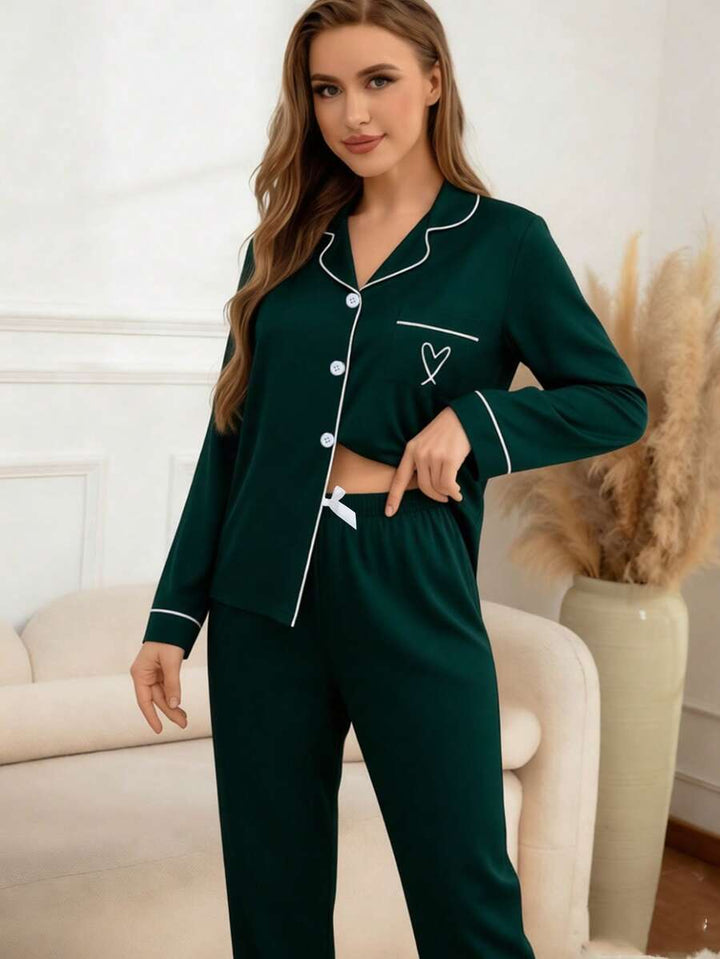 Compleu pijamale SHEIN, verde