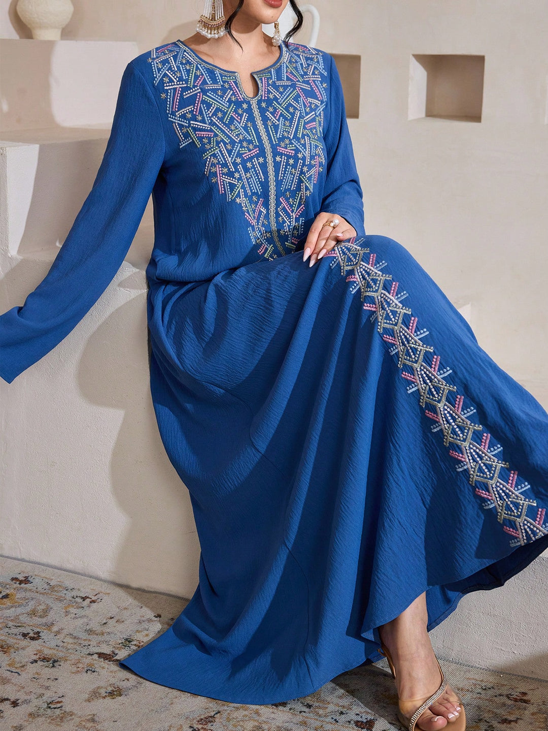 Set caftan și jalabiya SHEIN, albastru