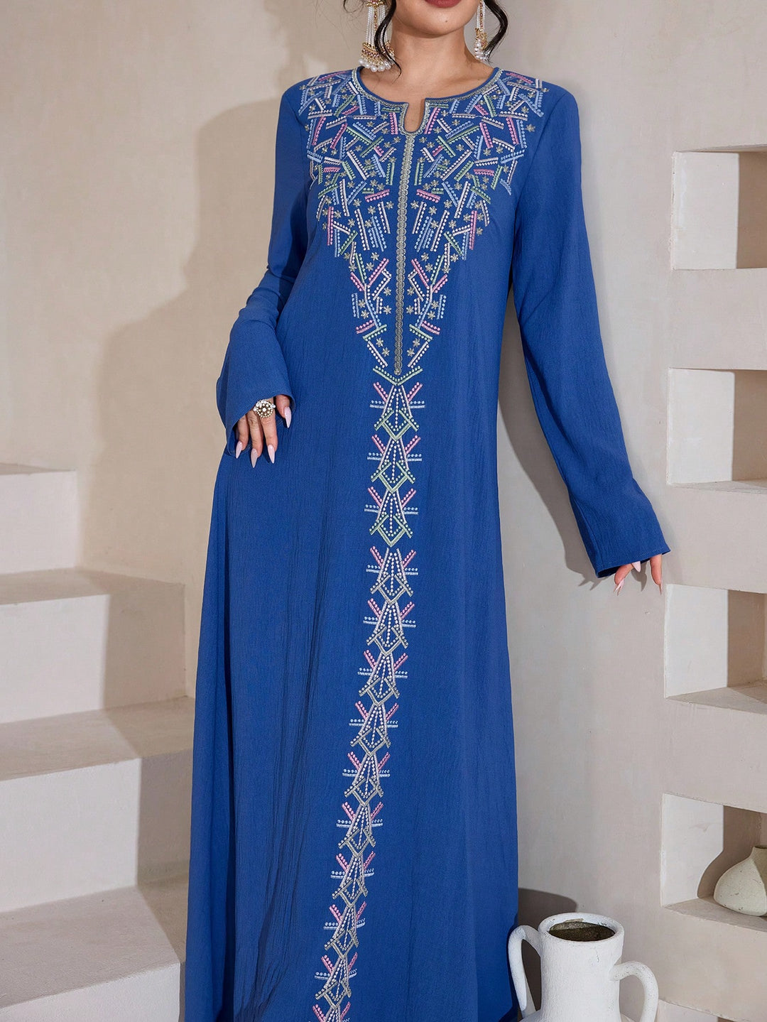 Set caftan și jalabiya SHEIN, albastru