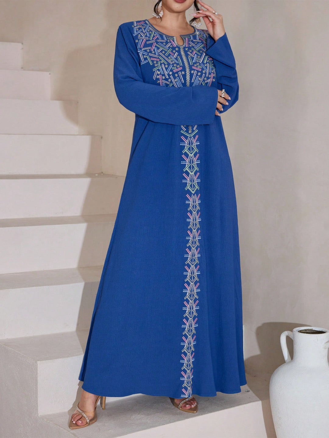 Set caftan și jalabiya SHEIN, albastru
