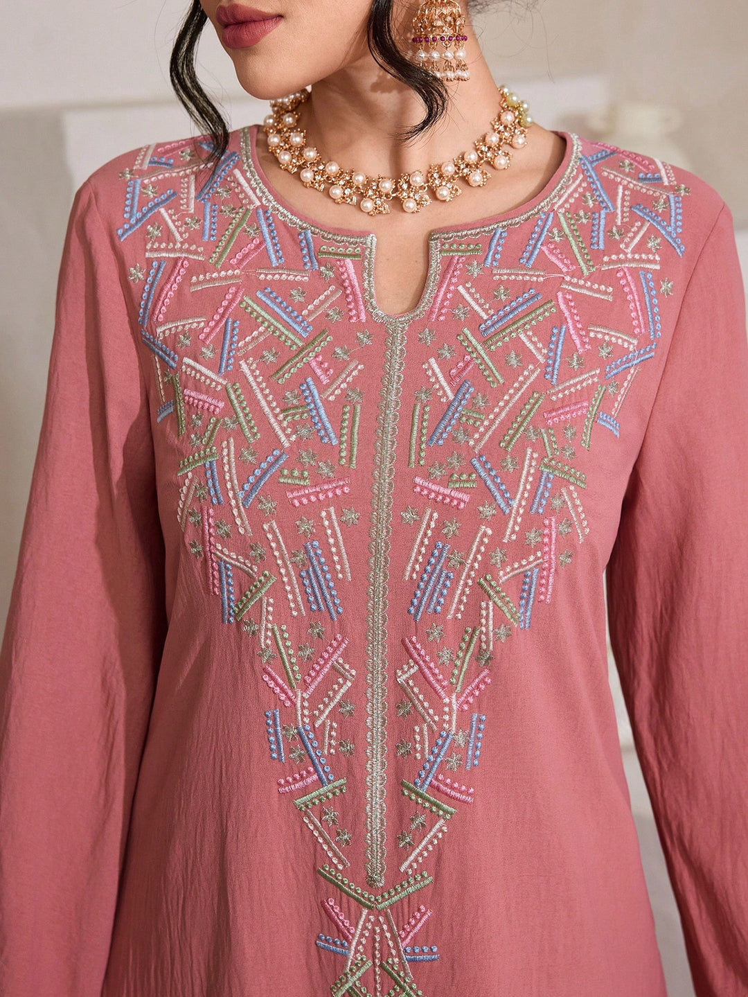 Set caftan și jalabiya SHEIN, roz
