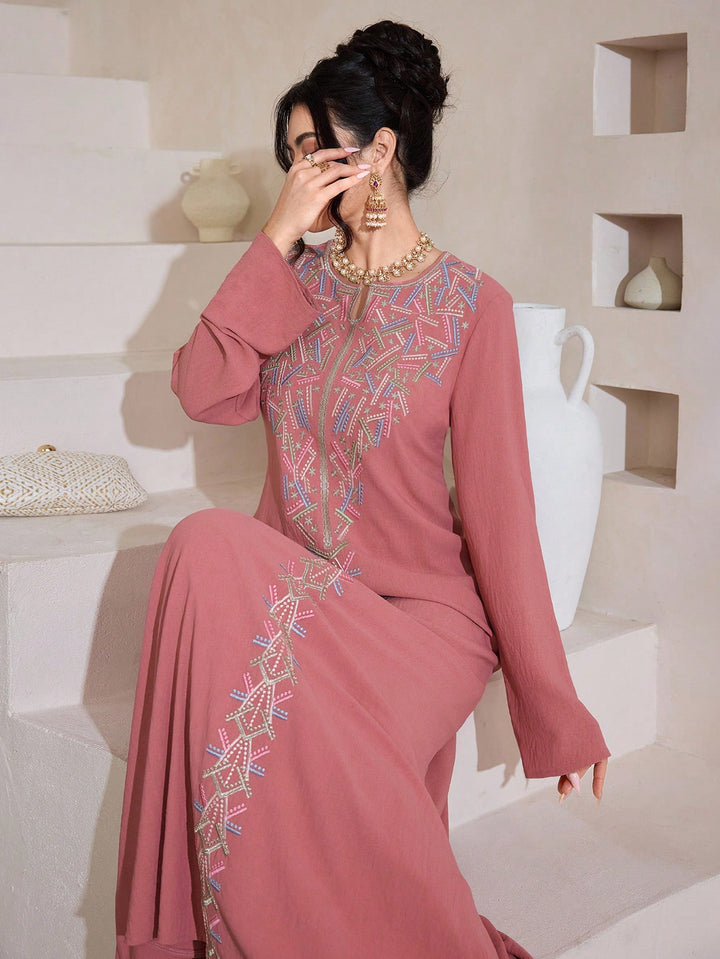 Set caftan și jalabiya SHEIN, roz