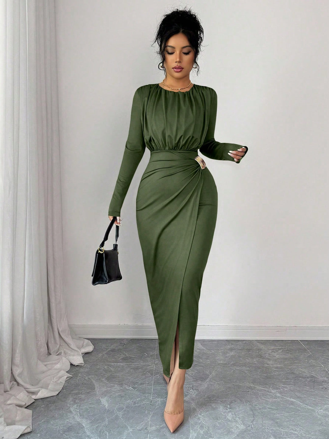 Rochie maxi SHEIN, kaki