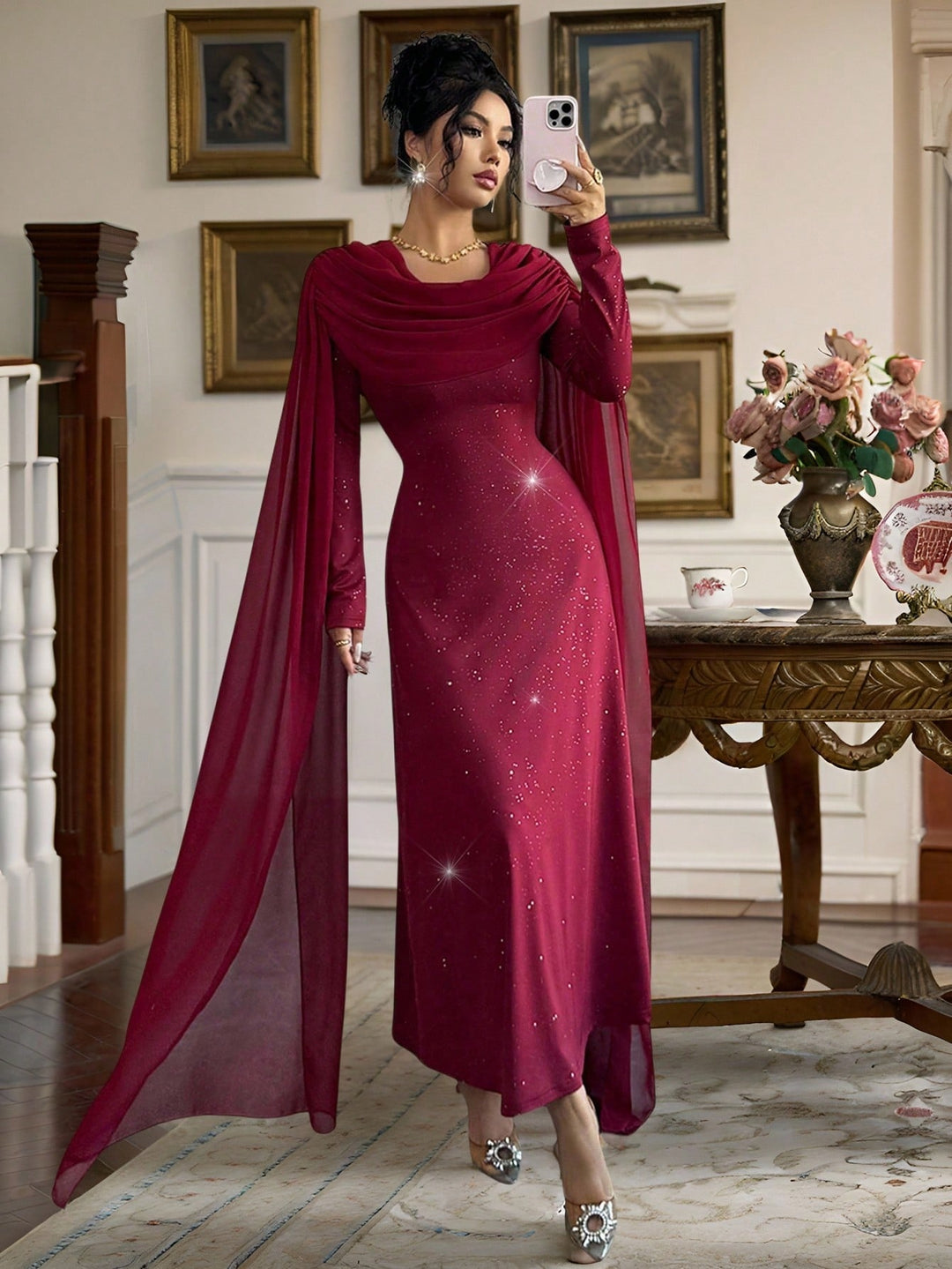 Rochie maxi SHEIN, vișiniu