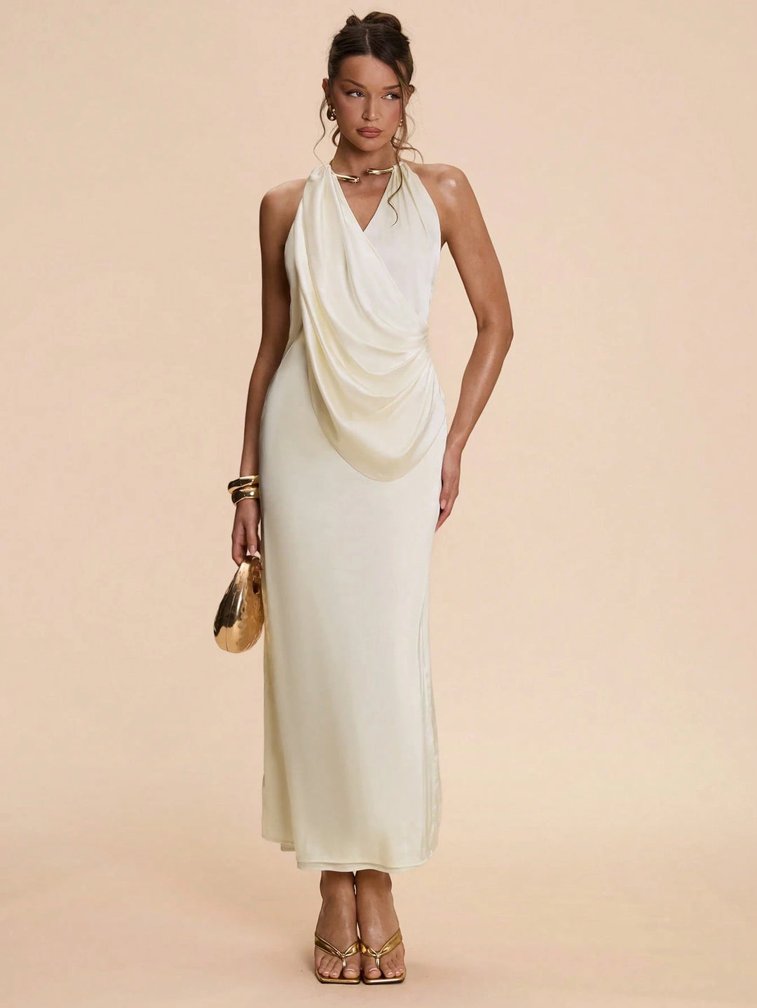Rochie maxi SHEIN, crem