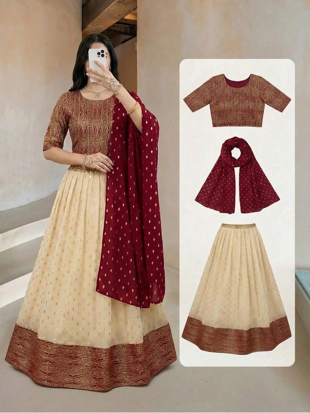 Abaya szett, SHEIN, burgundi