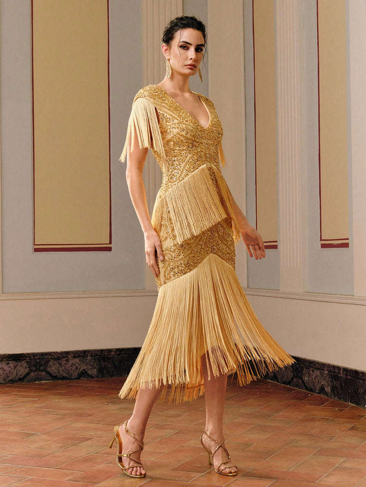 Rochie maxi SHEIN, auriu