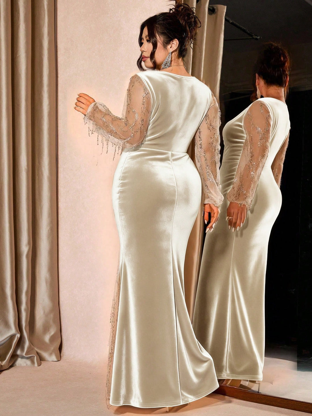Rochie de ocazie SHEIN, crem