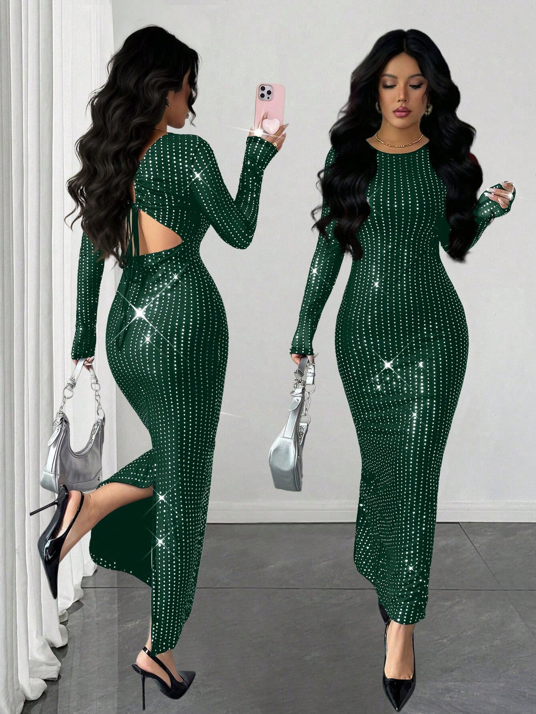 Rochie midi SHEIN, verde