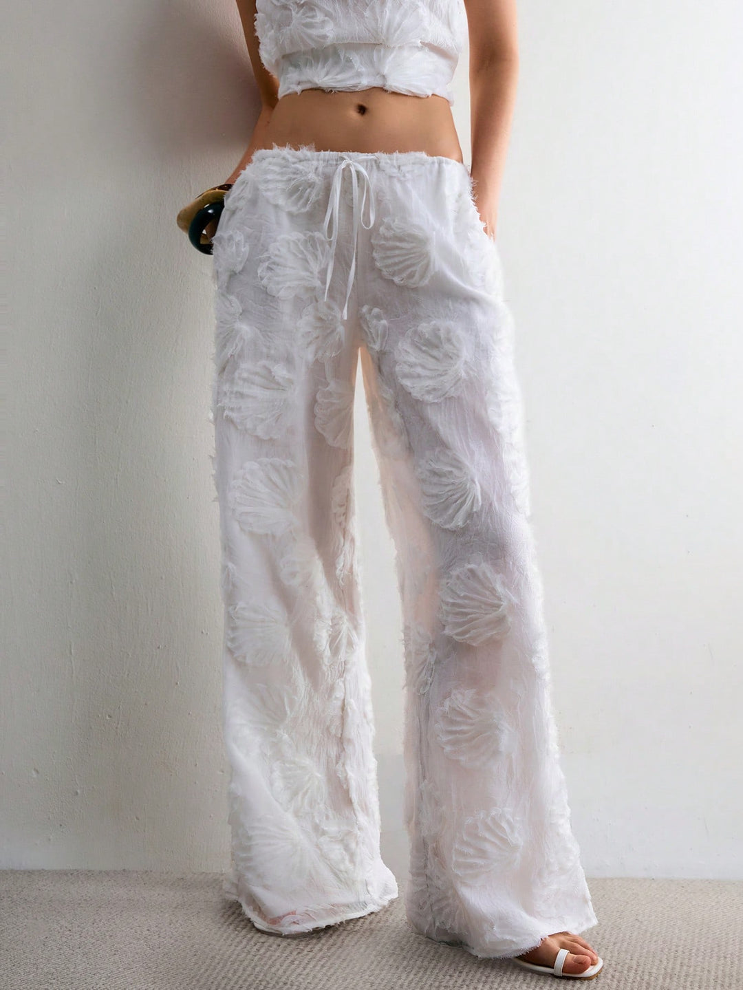 Pantaloni SHEIN, alb
