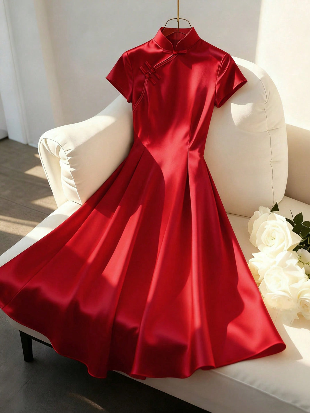 SHEIN midi ruha, piros