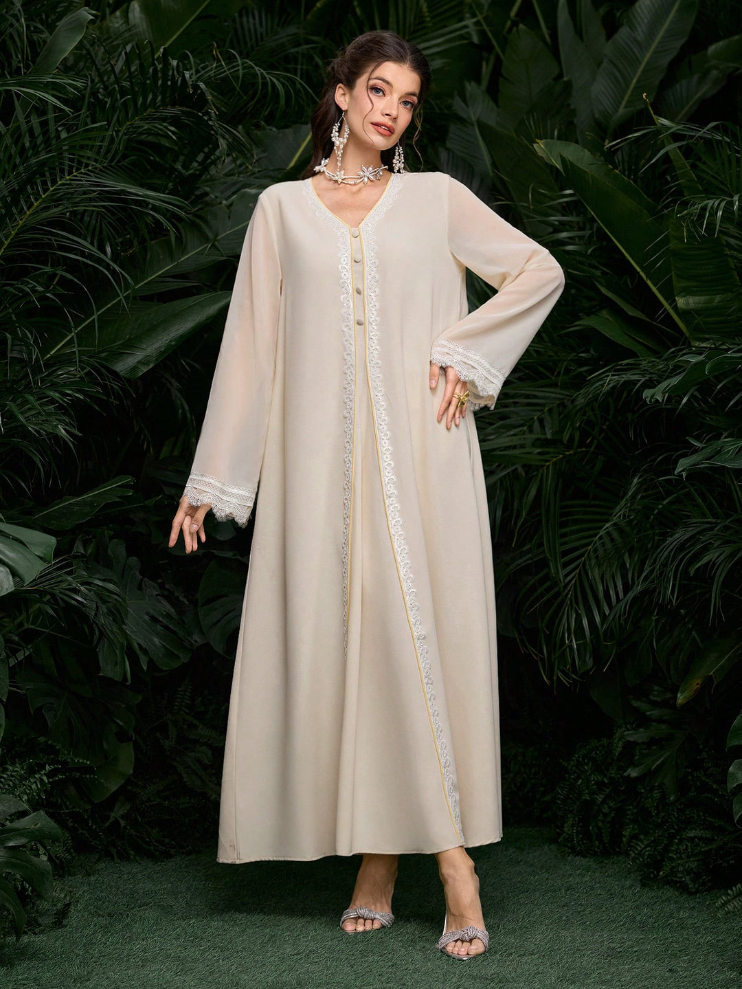 Set caftan și jalabiya SHEIN, galben