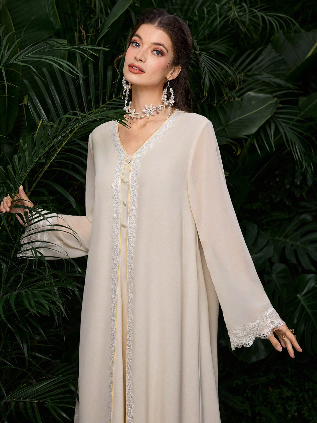 Set caftan și jalabiya SHEIN, galben