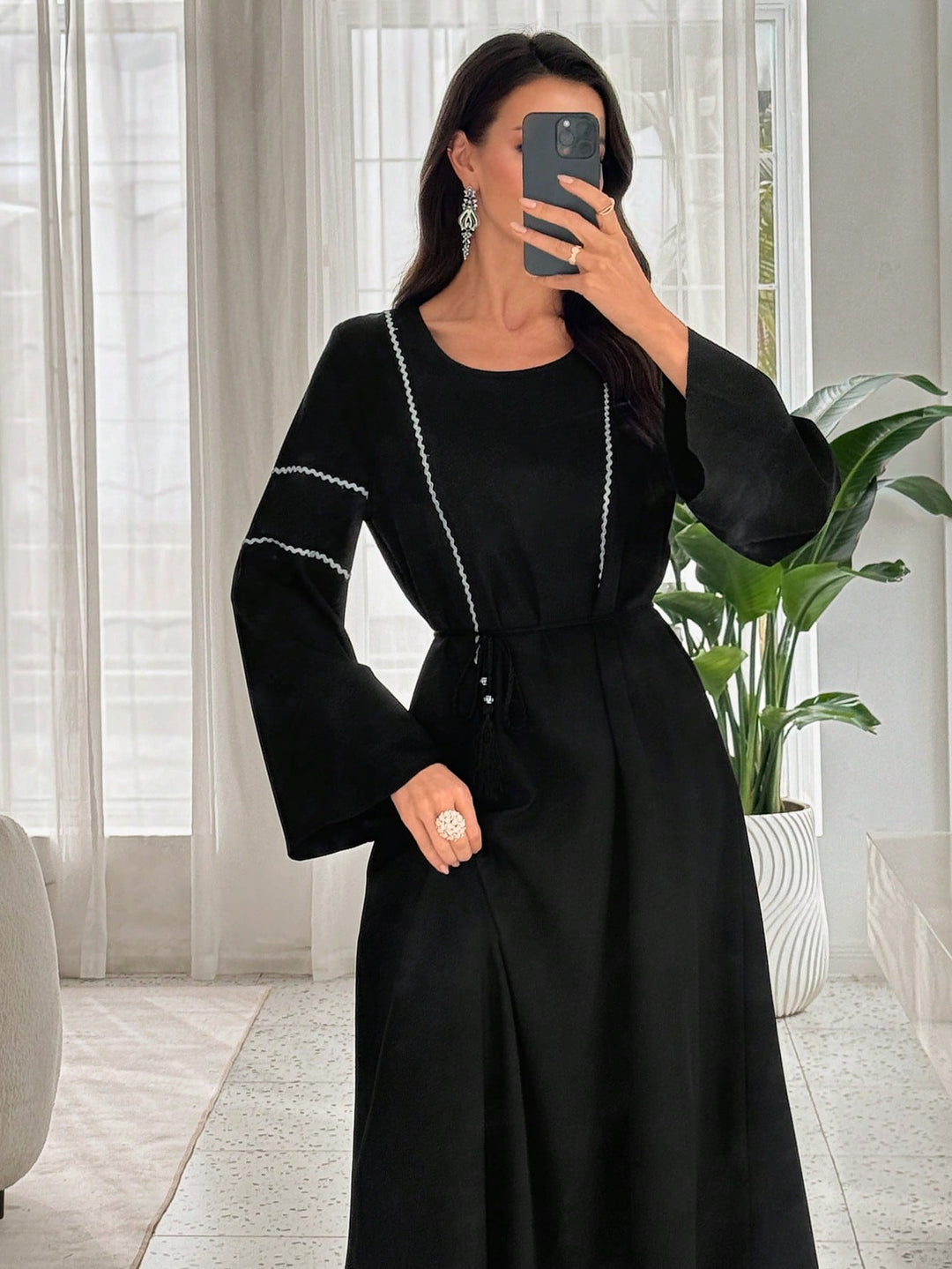 Set caftan și jalabiya SHEIN, negru