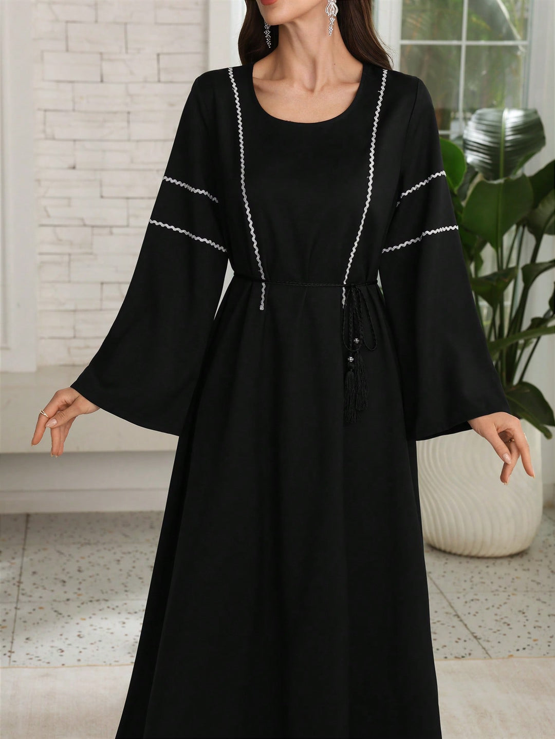 Set caftan și jalabiya SHEIN, negru
