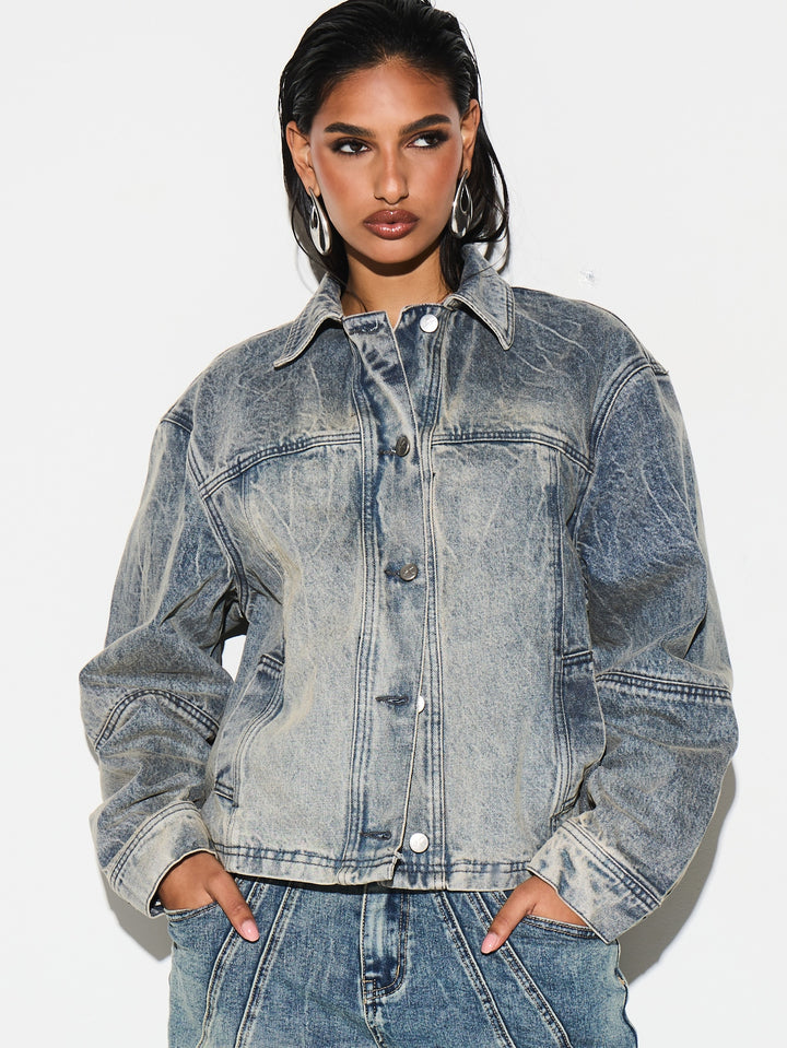 Jachetă denim SHEIN, albastru