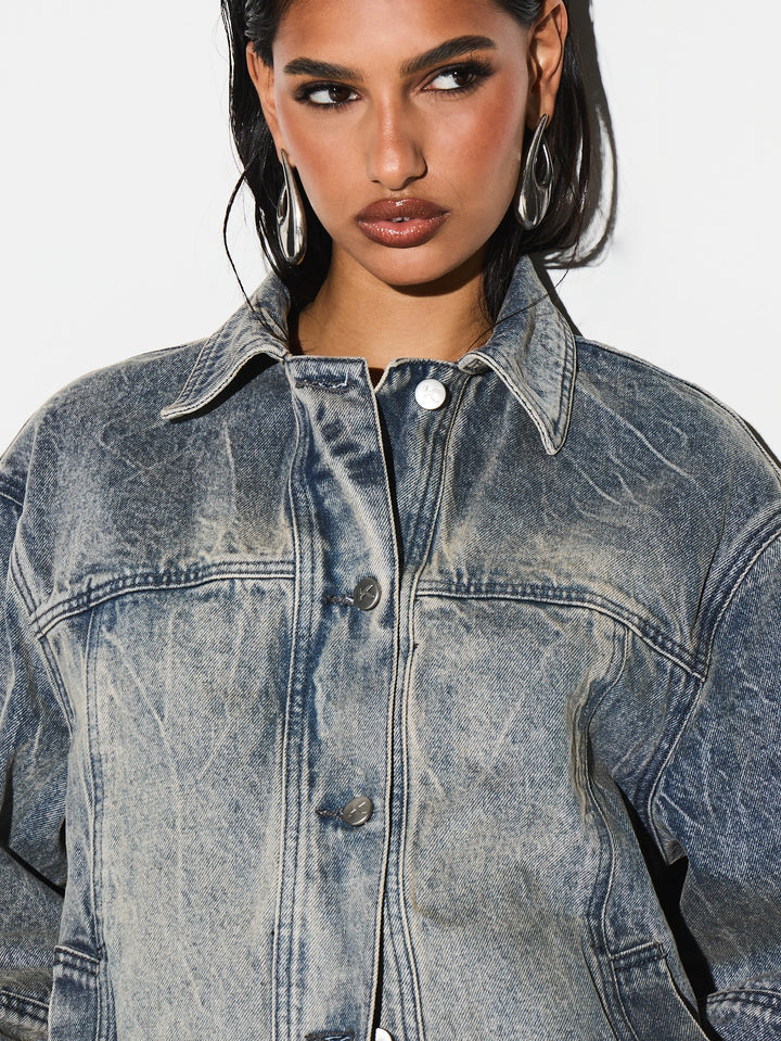 Jachetă denim SHEIN, albastru