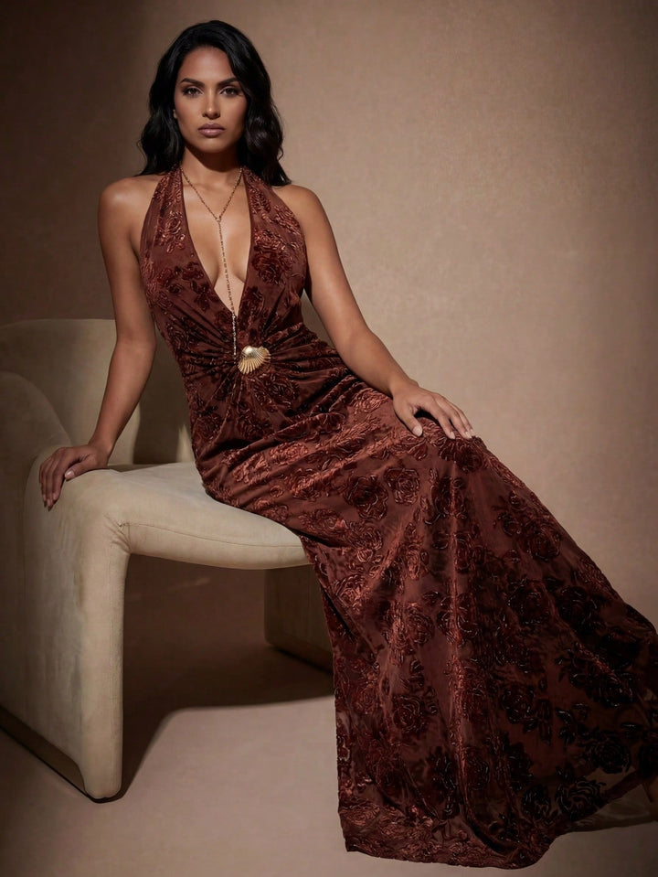 Rochie maxi SHEIN, maro