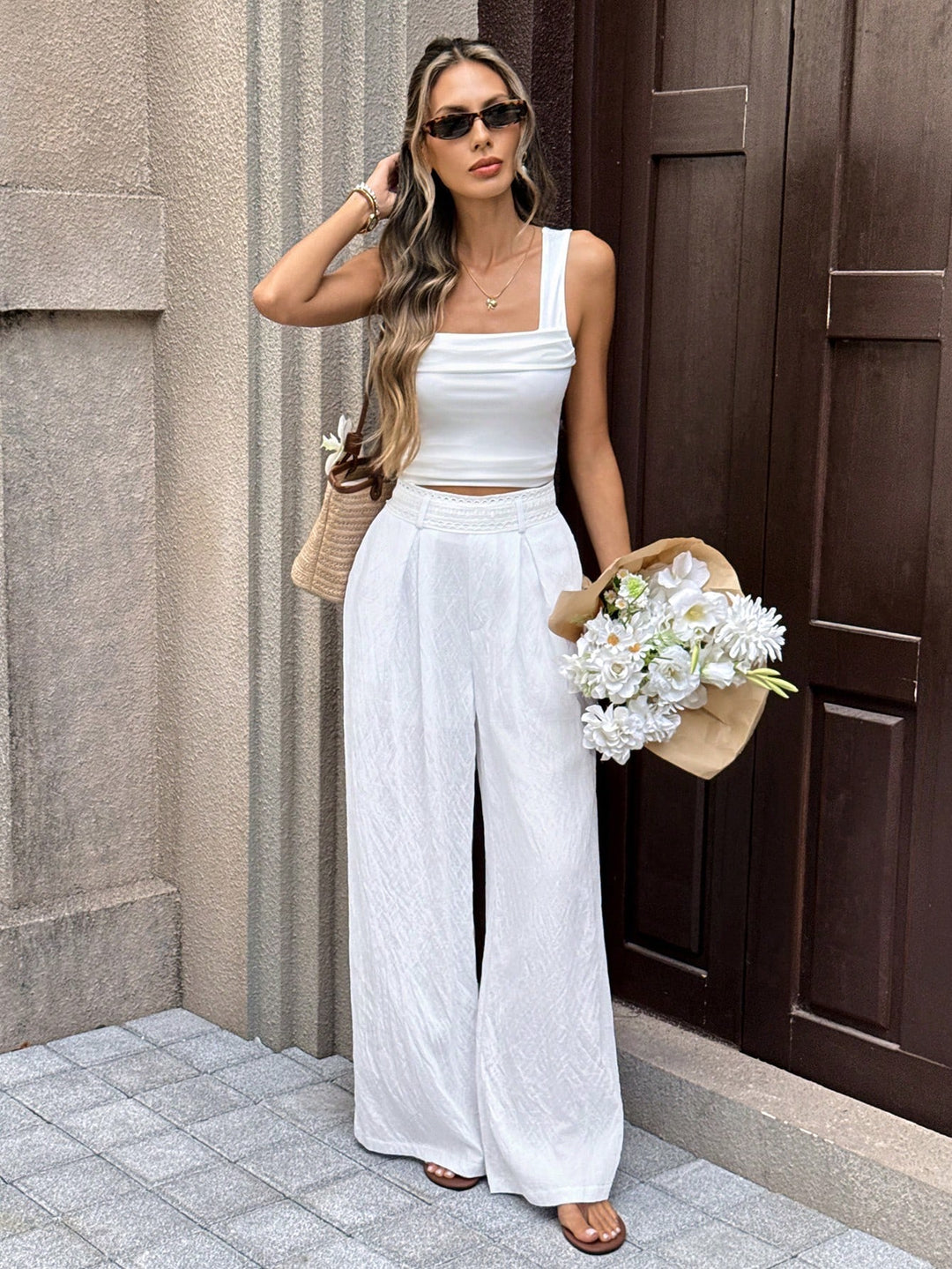 Pantaloni SHEIN, alb