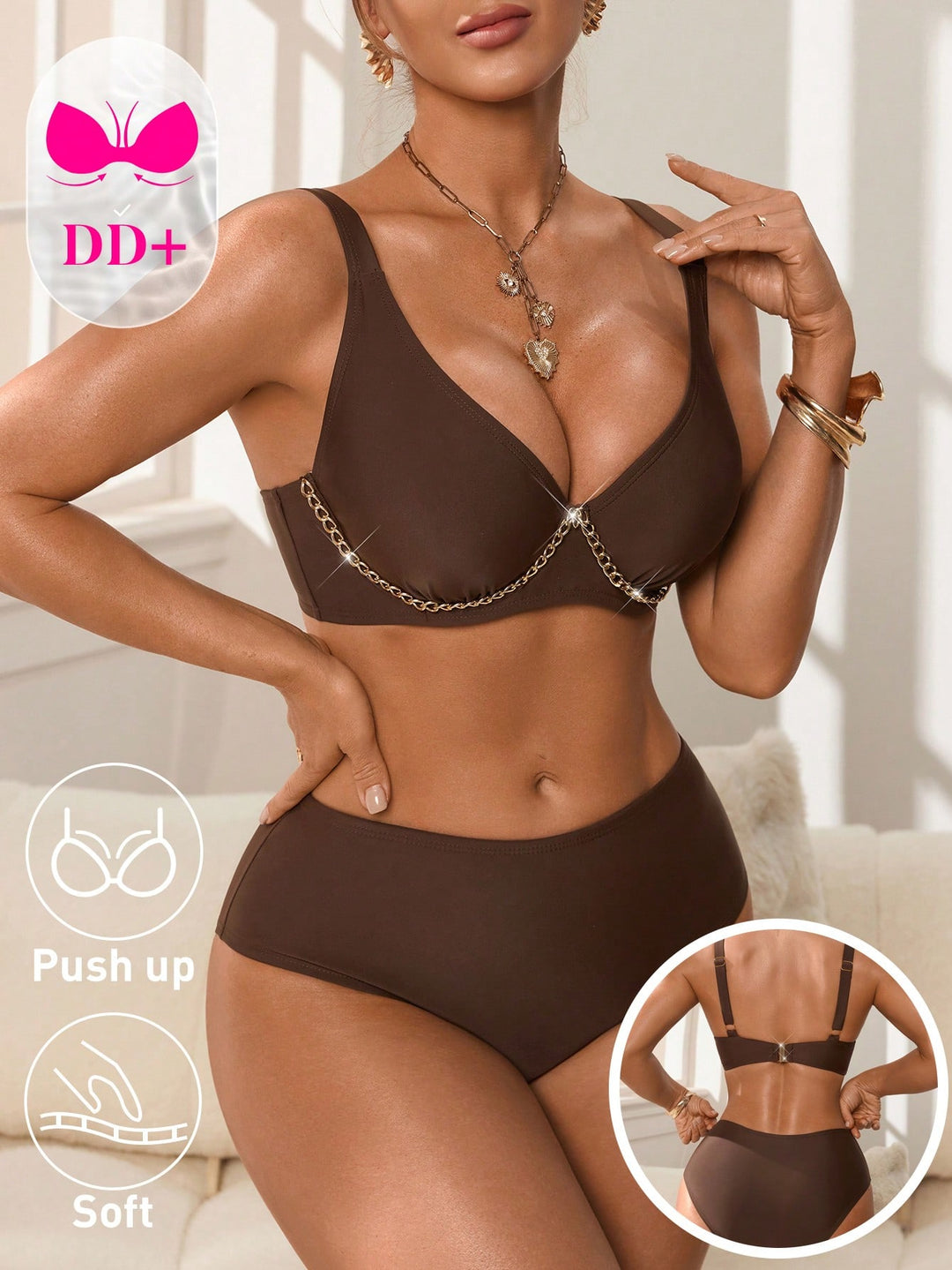 SHEIN bikini szett, barna