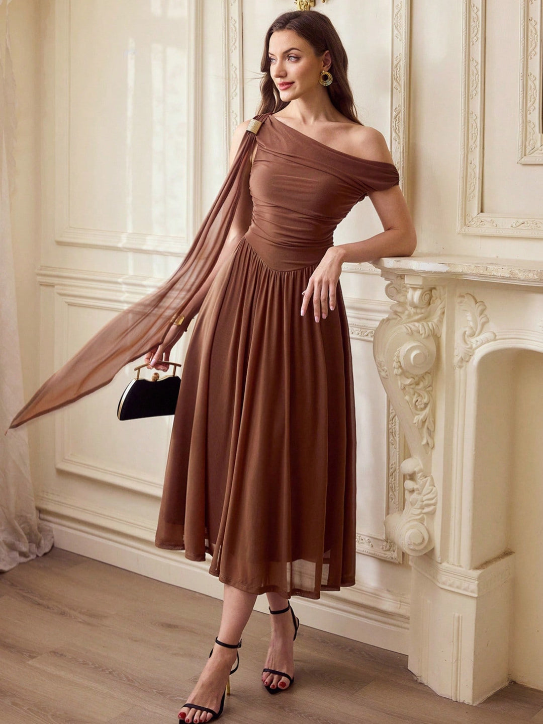 Rochie midi SHEIN, maro