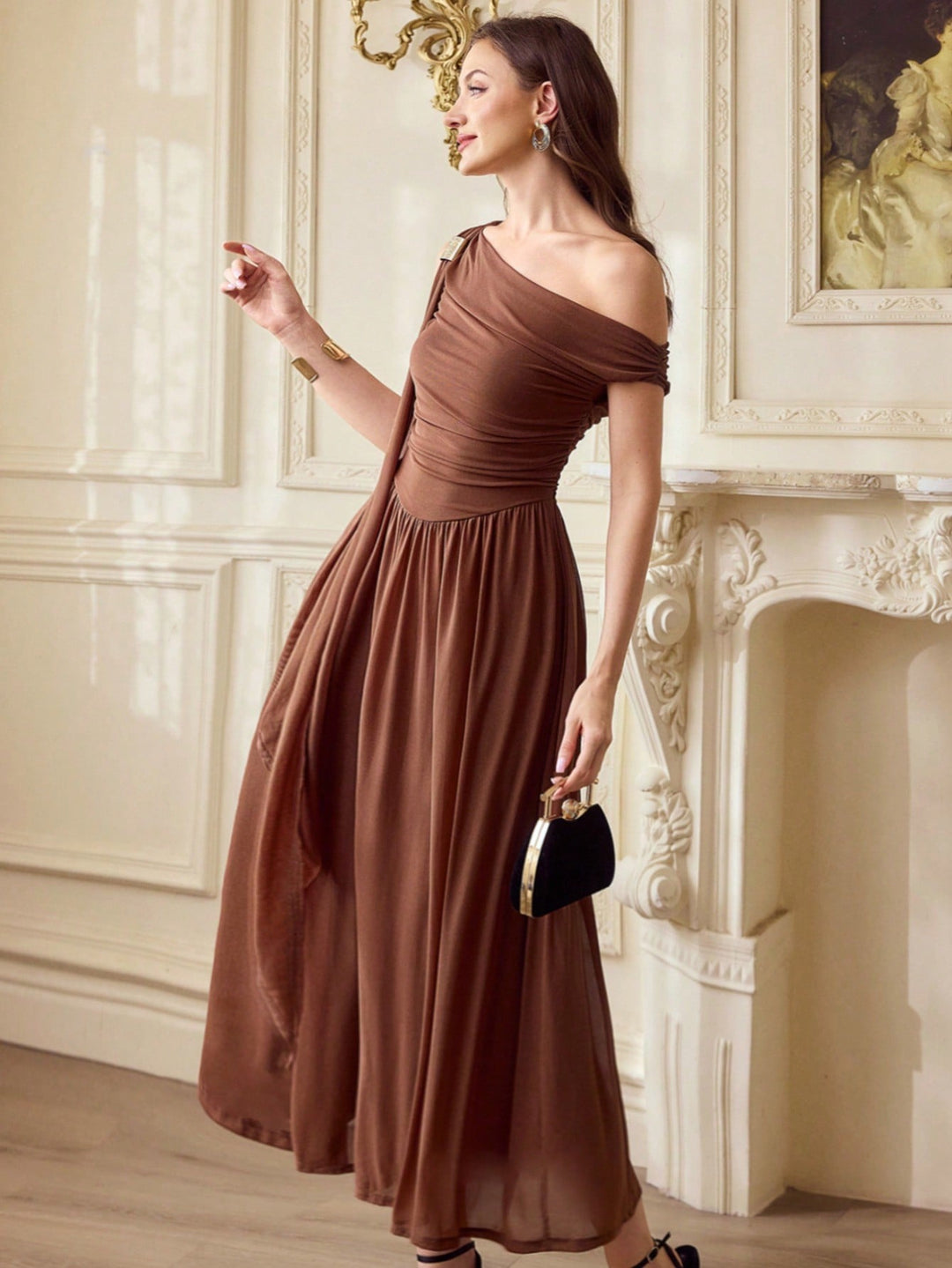 Rochie midi SHEIN, maro