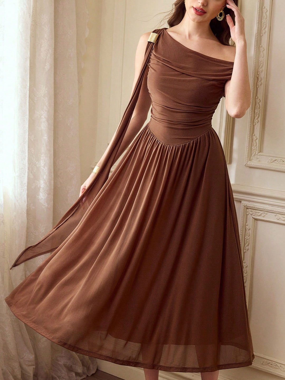 Rochie midi SHEIN, maro