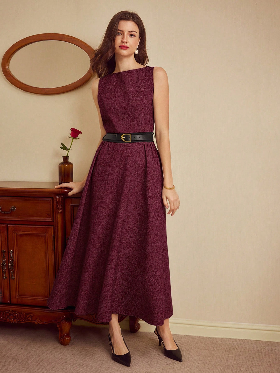 Rochie maxi SHEIN, vișiniu