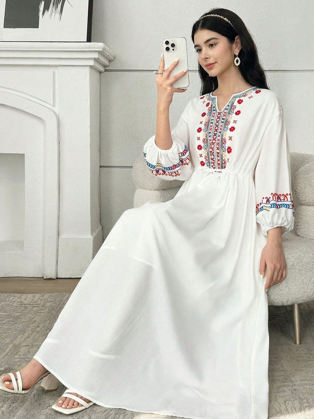 Rochie maxi SHEIN, alb
