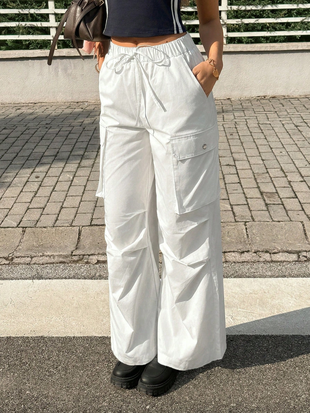 Pantaloni SHEIN, alb