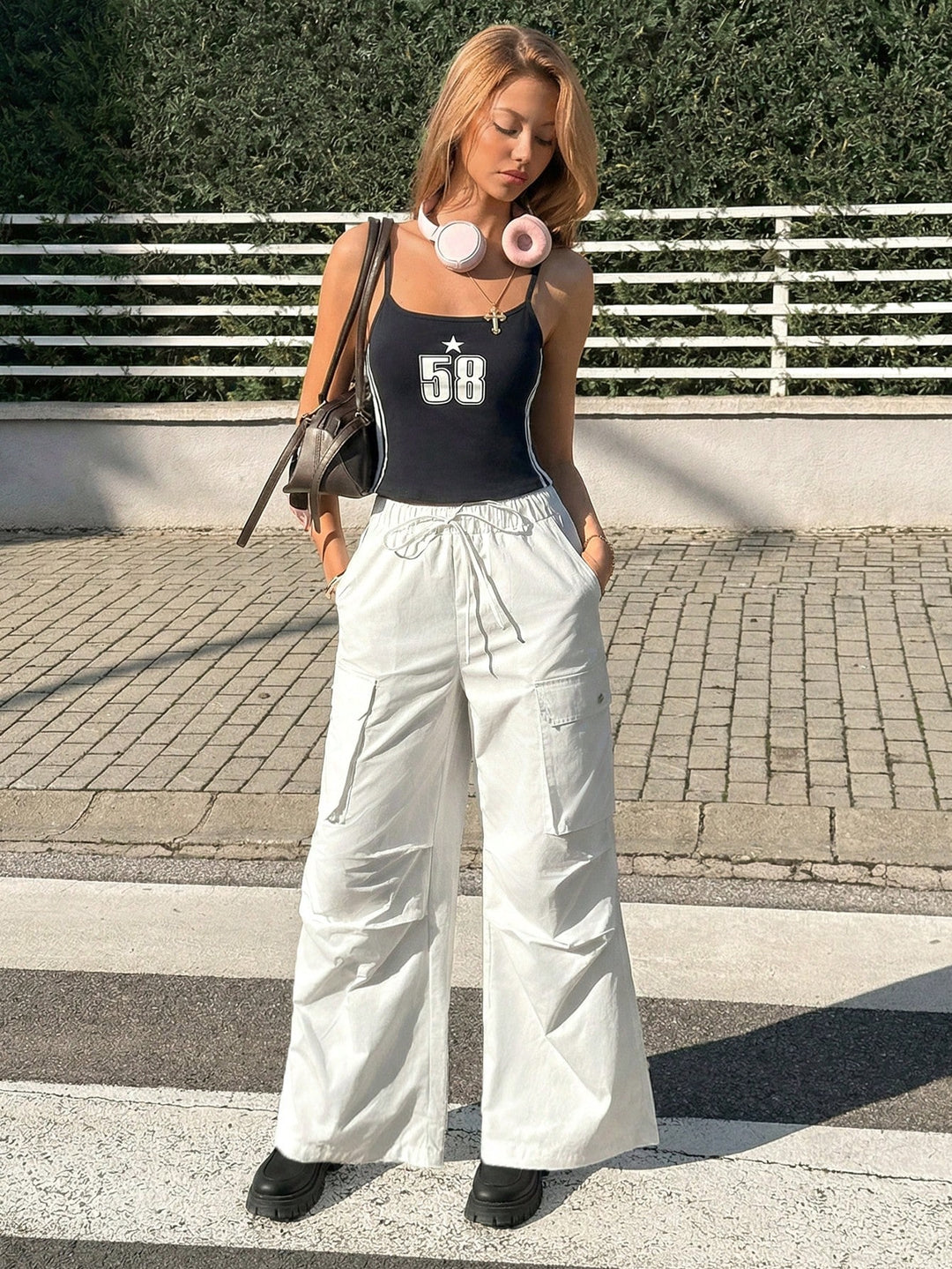 Pantaloni SHEIN, alb