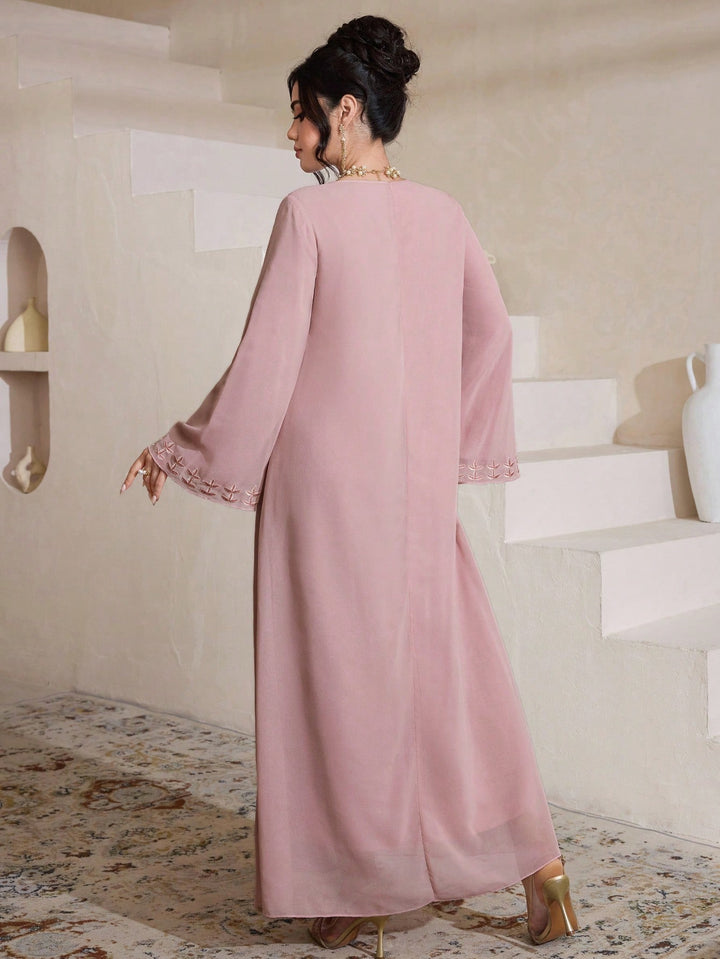 Set caftan și jalabiya SHEIN, roz