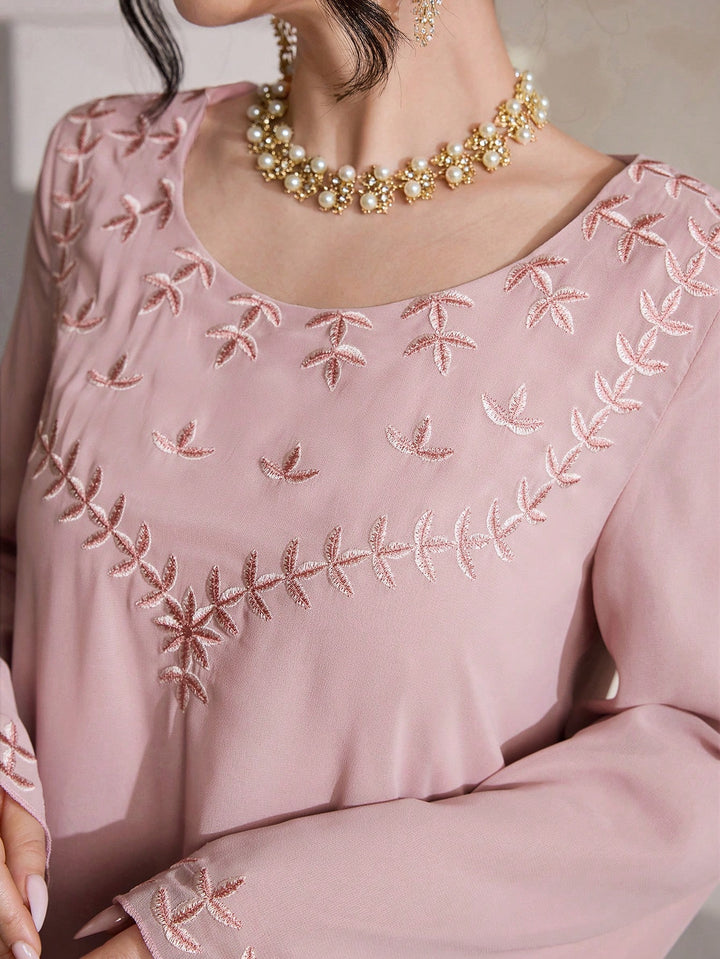 Set caftan și jalabiya SHEIN, roz
