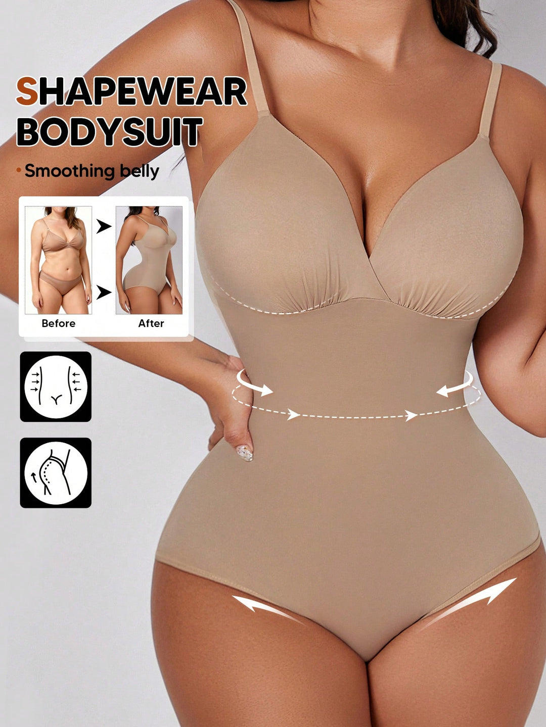 SHEIN alakformáló body, bézs