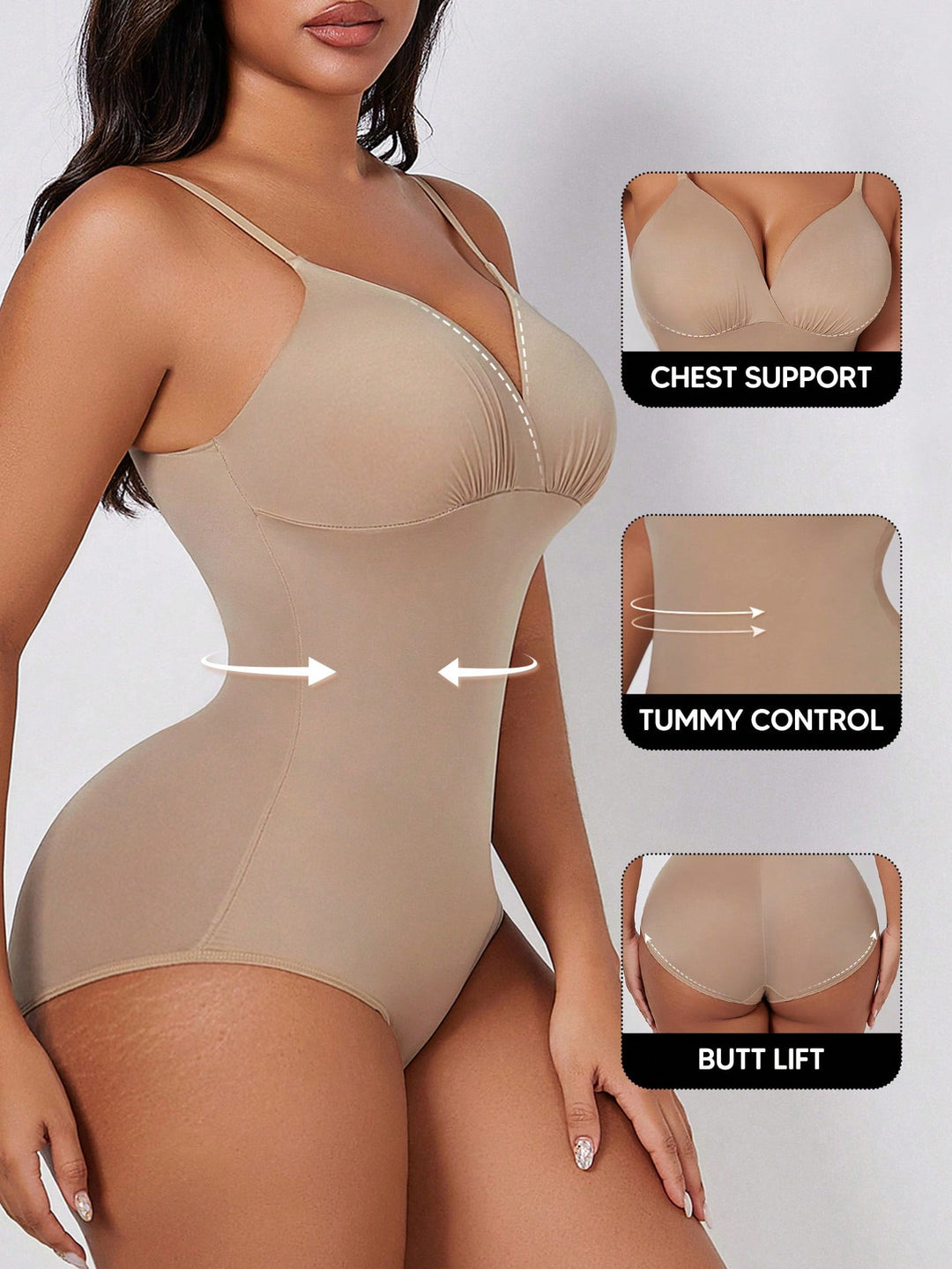 SHEIN alakformáló body, bézs
