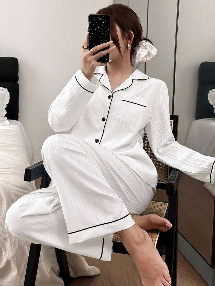 Compleu pijamale SHEIN, alb