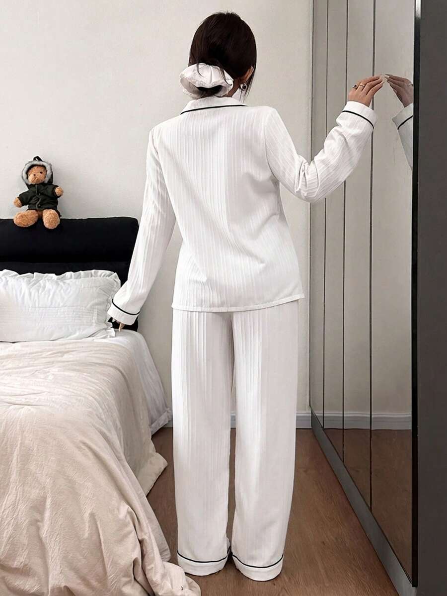 Compleu pijamale SHEIN, alb
