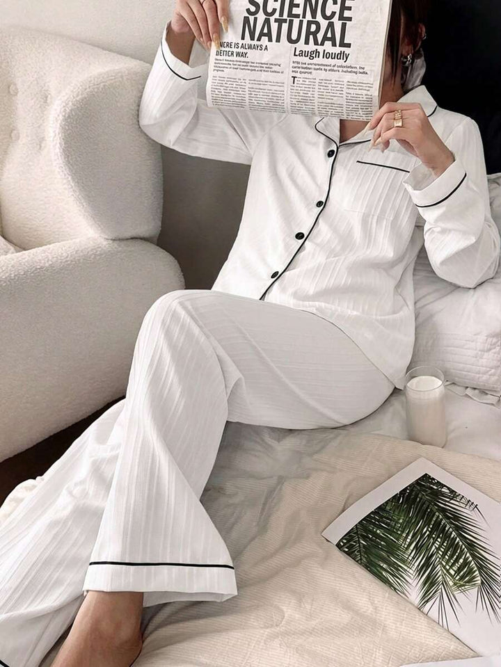 Compleu pijamale SHEIN, alb