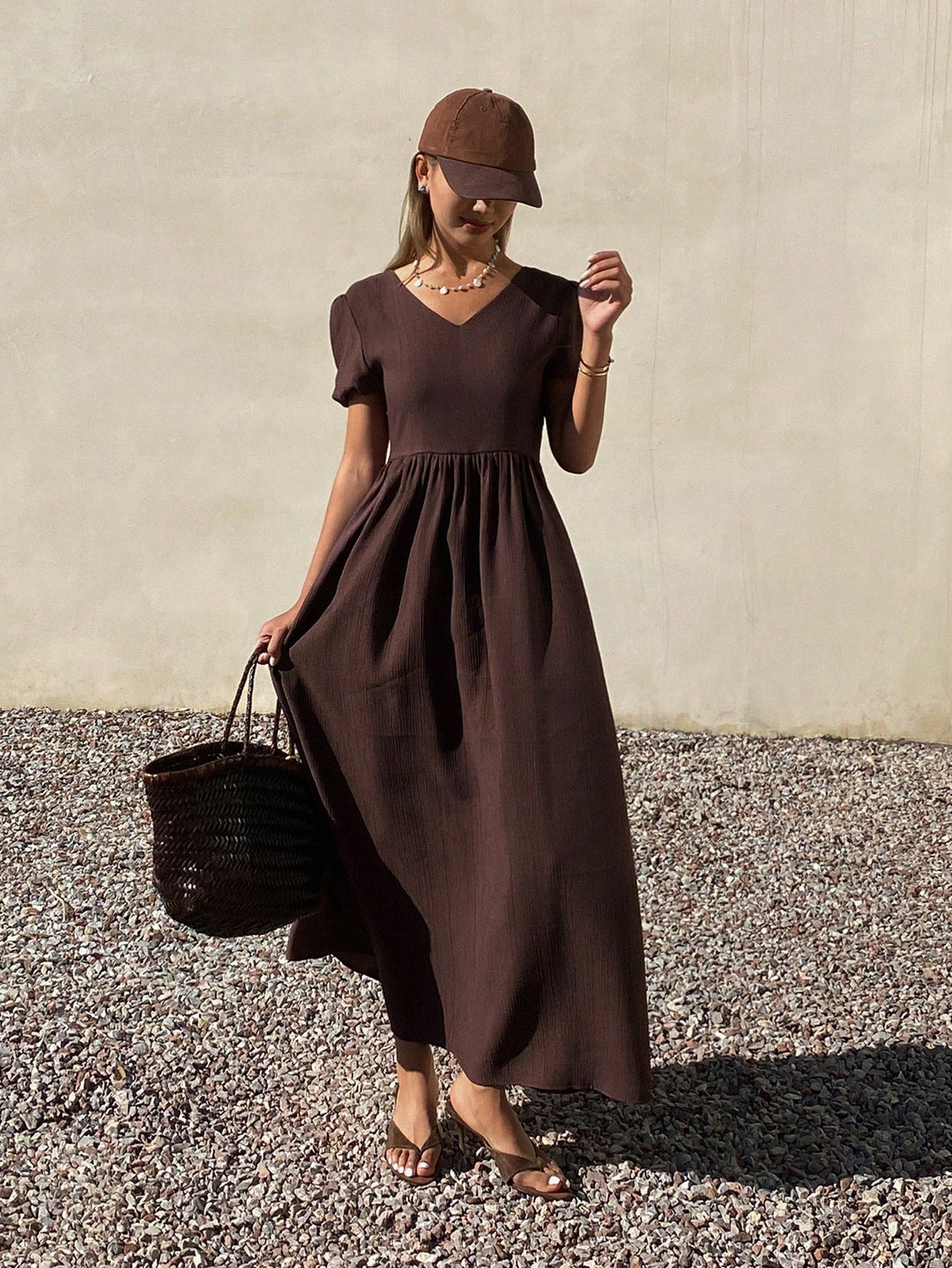 Rochie maxi SHEIN, maro