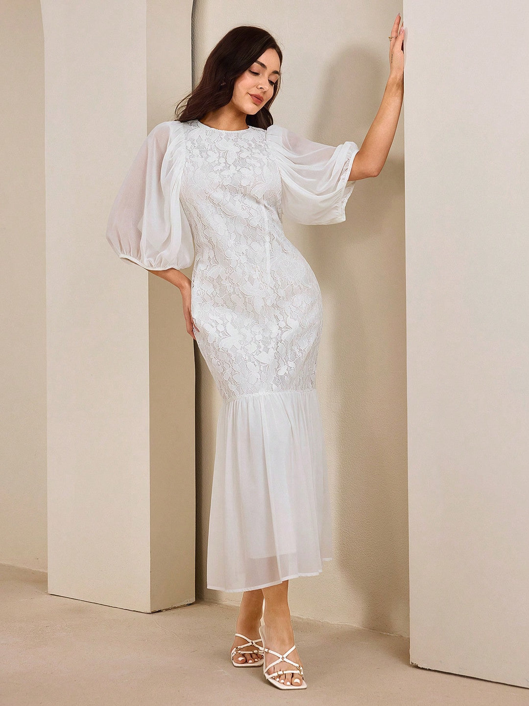 Rochie maxi SHEIN, alb