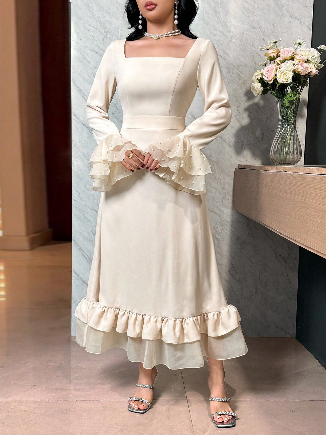 Rochie midi SHEIN, bej