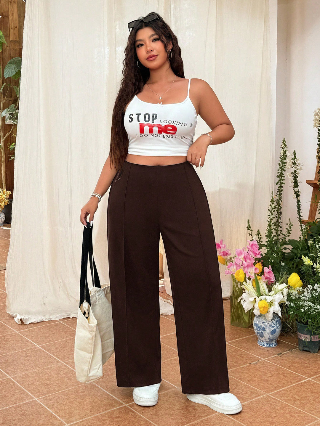 Pantaloni SHEIN, maro