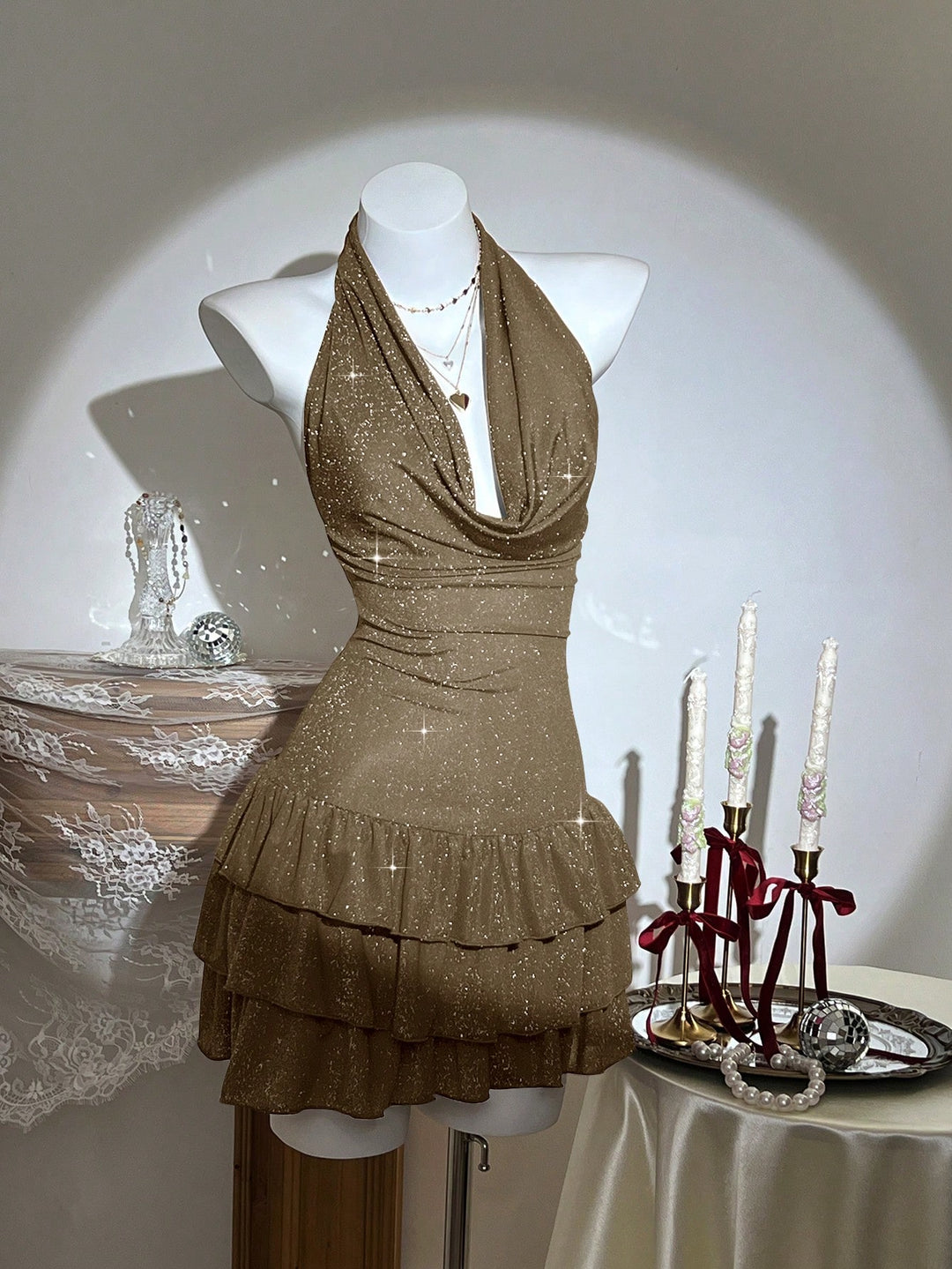 Rochie mini SHEIN, kaki